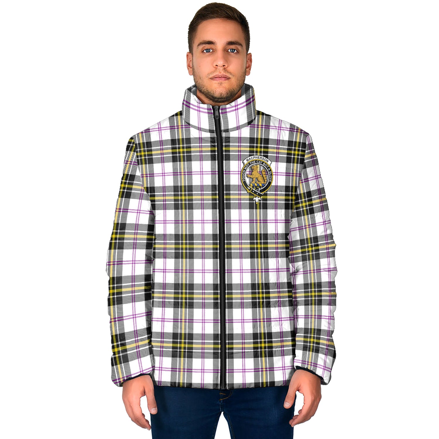 MacPherson Dress Modern Tartan Padded Jacket with Family Crest - Tartan Vibes Clothing