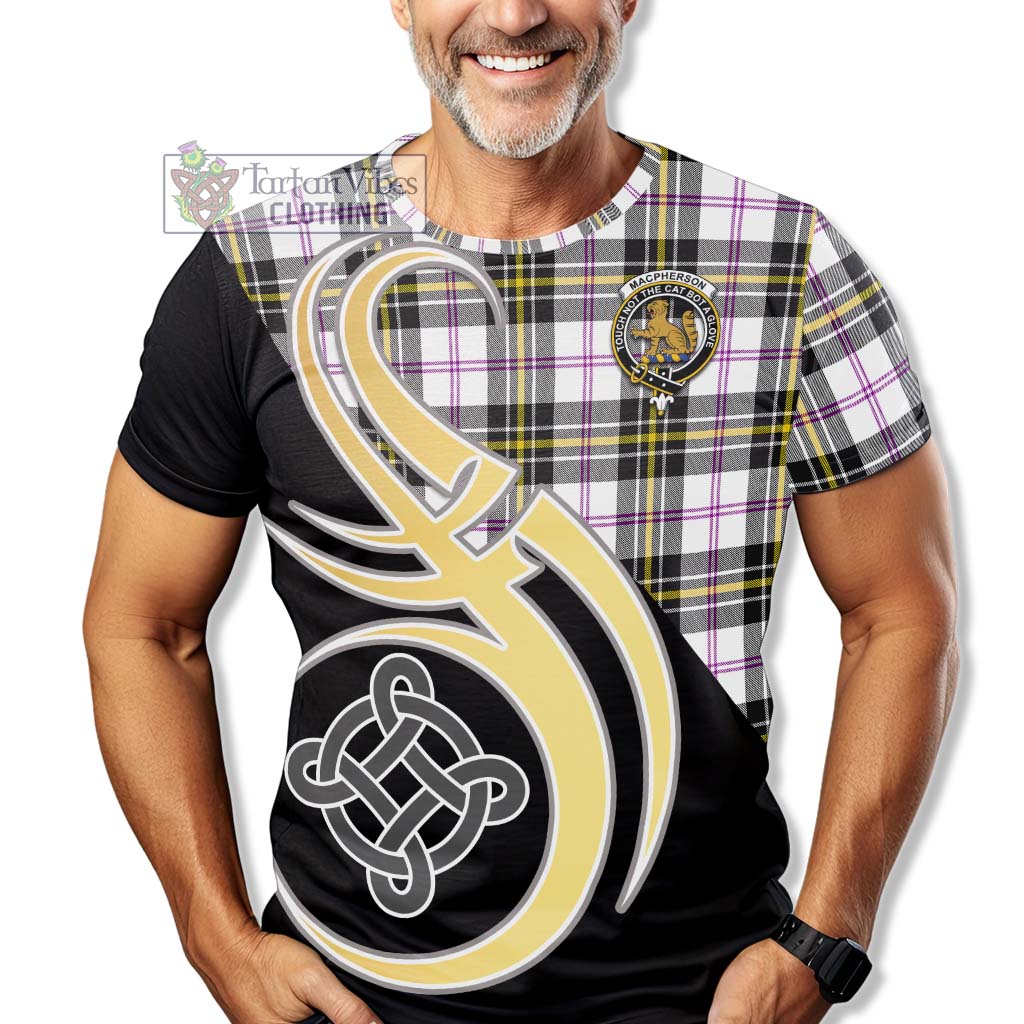 Tartan Vibes Clothing MacPherson Dress Modern Tartan T-Shirt with Family Crest and Celtic Symbol Style