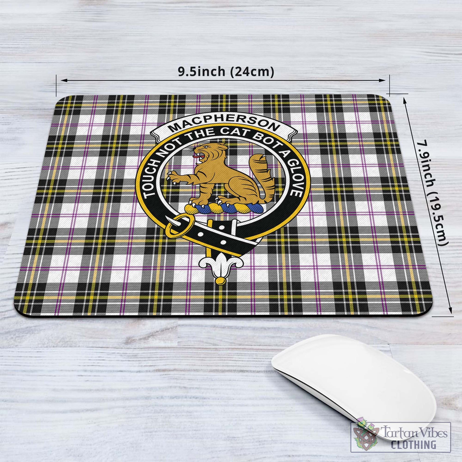 Tartan Vibes Clothing MacPherson Dress Modern Tartan Mouse Pad with Family Crest