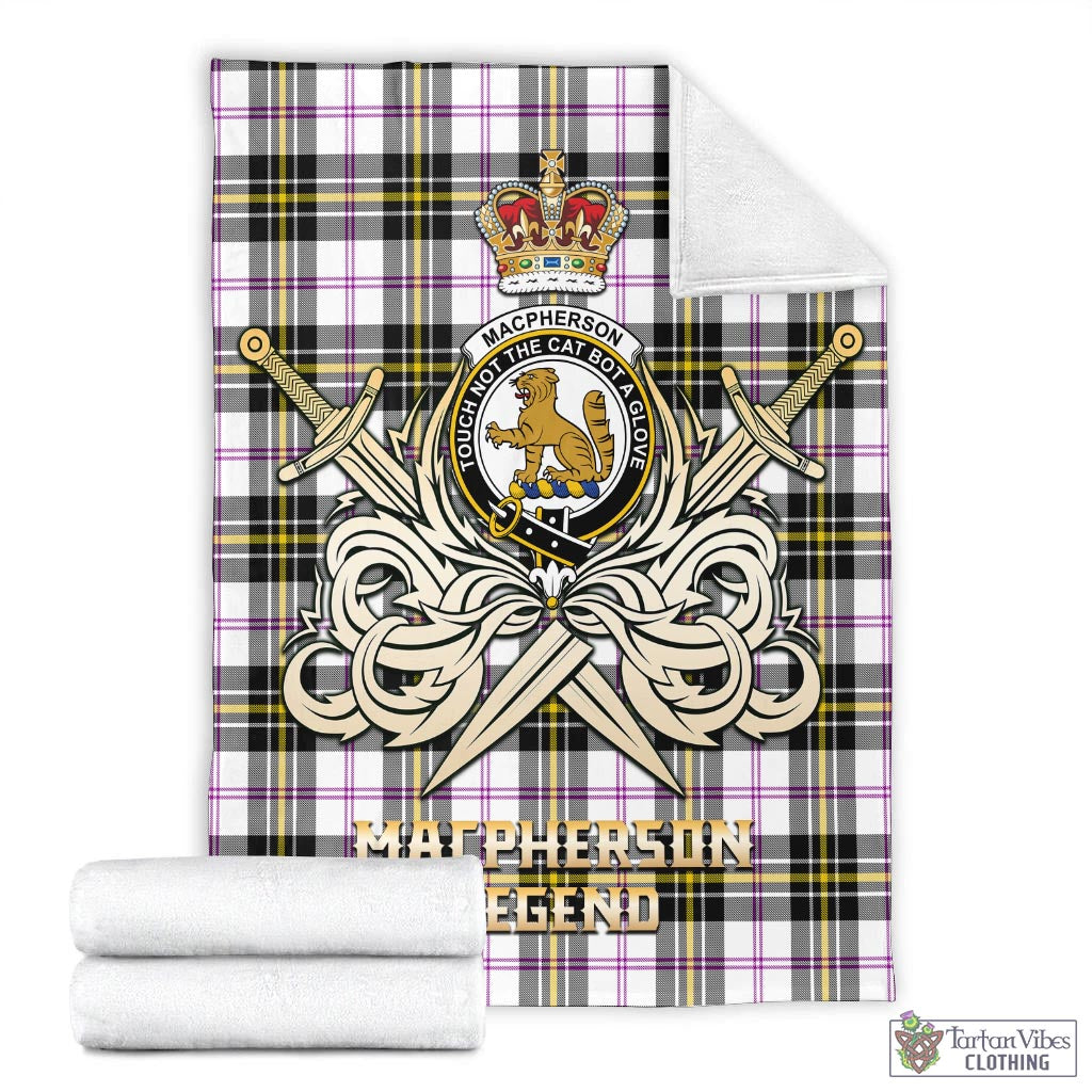 Tartan Vibes Clothing MacPherson Dress Modern Tartan Blanket with Clan Crest and the Golden Sword of Courageous Legacy