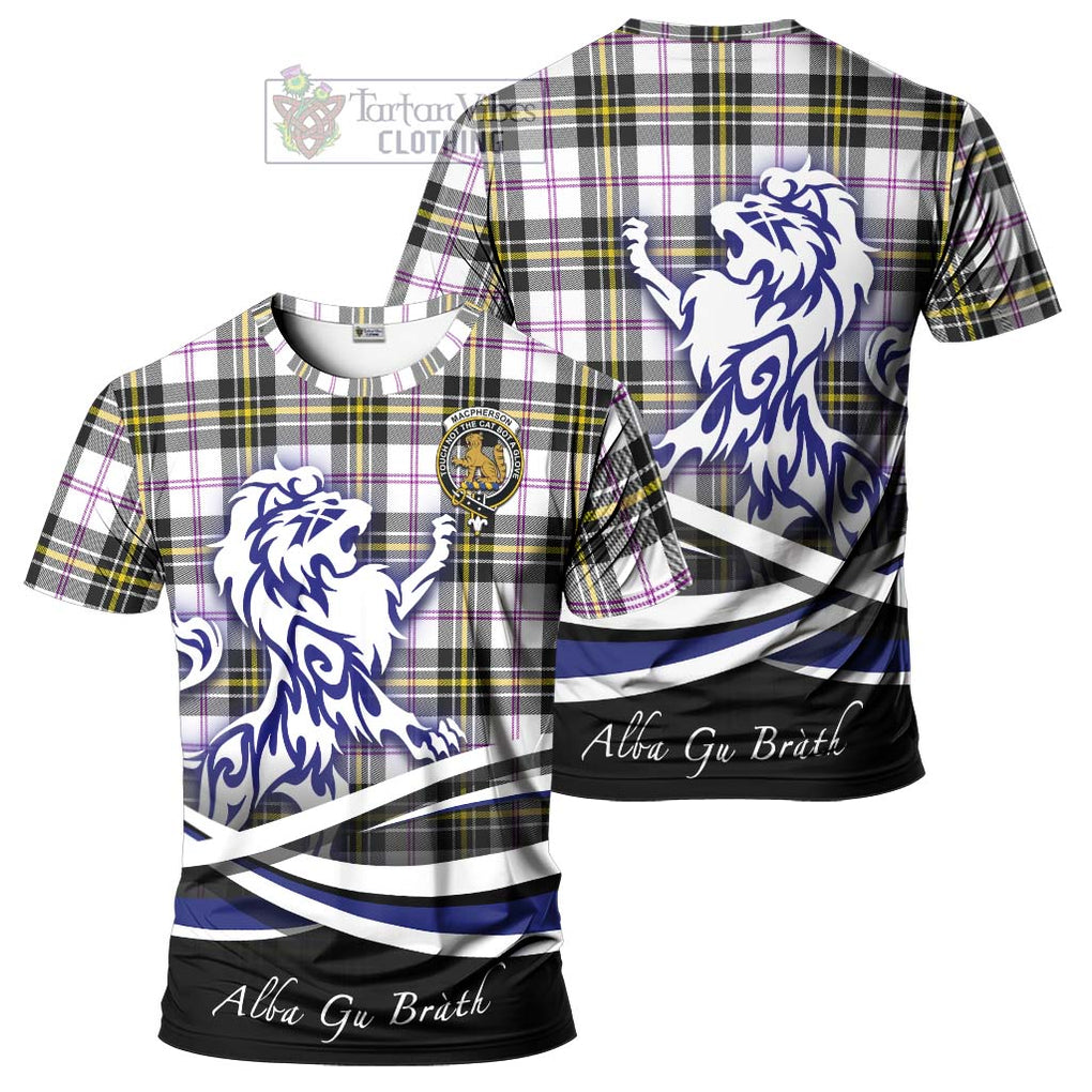 Tartan Vibes Clothing MacPherson Dress Modern Tartan Cotton T-shirt with Alba Gu Brath Regal Lion Emblem