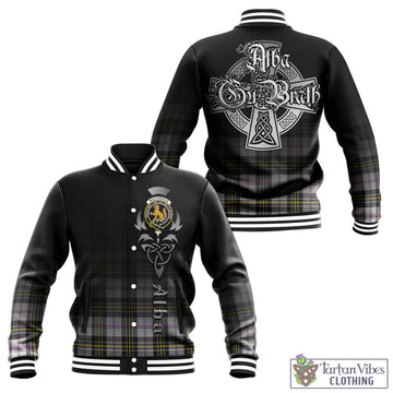 MacPherson Dress Modern Tartan Baseball Jacket Featuring Alba Gu Brath Family Crest Celtic Inspired