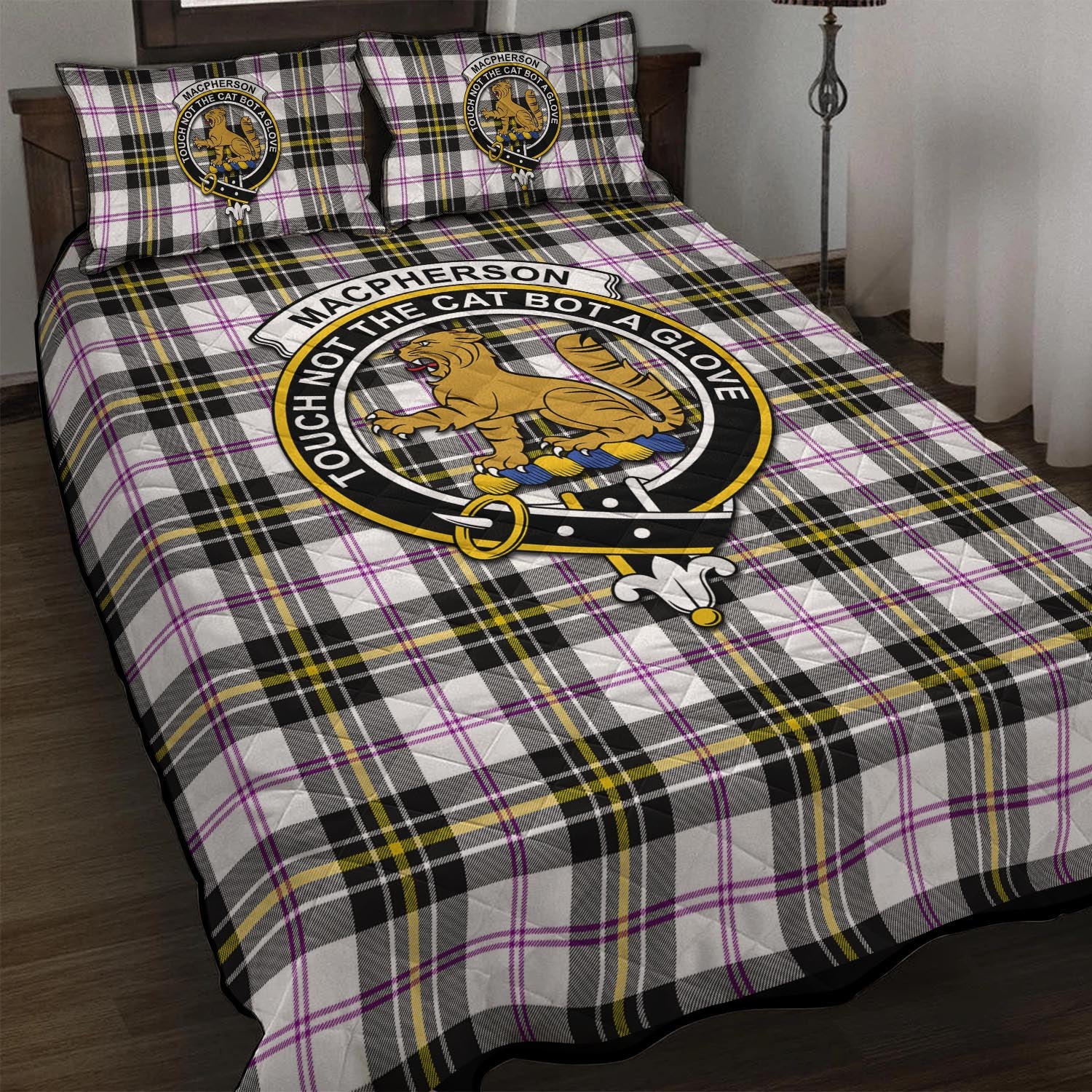 MacPherson Dress Modern Tartan Quilt Bed Set with Family Crest - Tartan Vibes Clothing