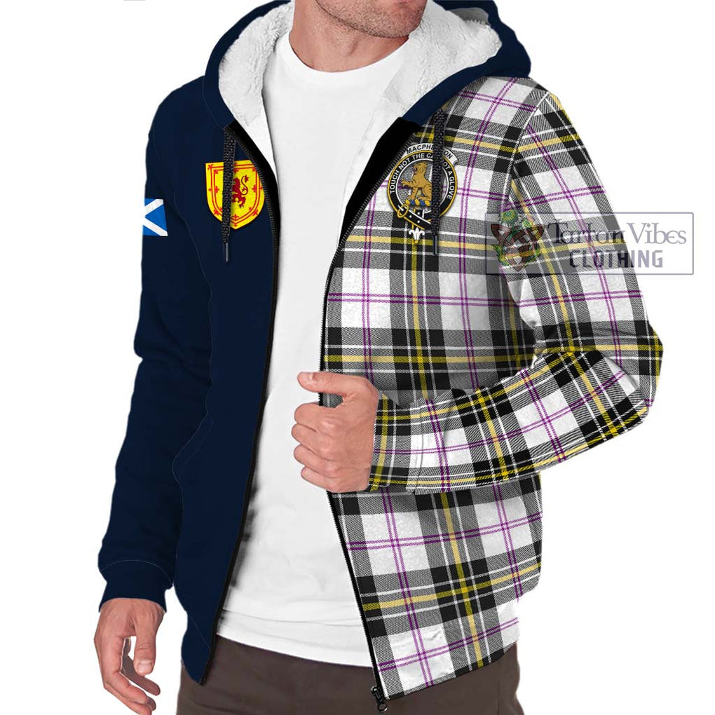 Tartan Vibes Clothing MacPherson Dress Modern Tartan Sherpa Hoodie with Scottish Lion Royal Arm Half Style