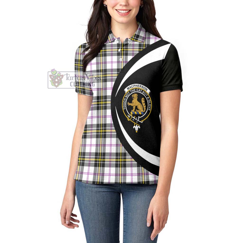 MacPherson Dress Modern Tartan Women's Polo Shirt with Family Crest Circle Style - Tartan Vibes Clothing