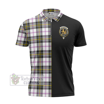 MacPherson Dress Modern Tartan Zipper Polo Shirt with Family Crest and Half Of Me Style