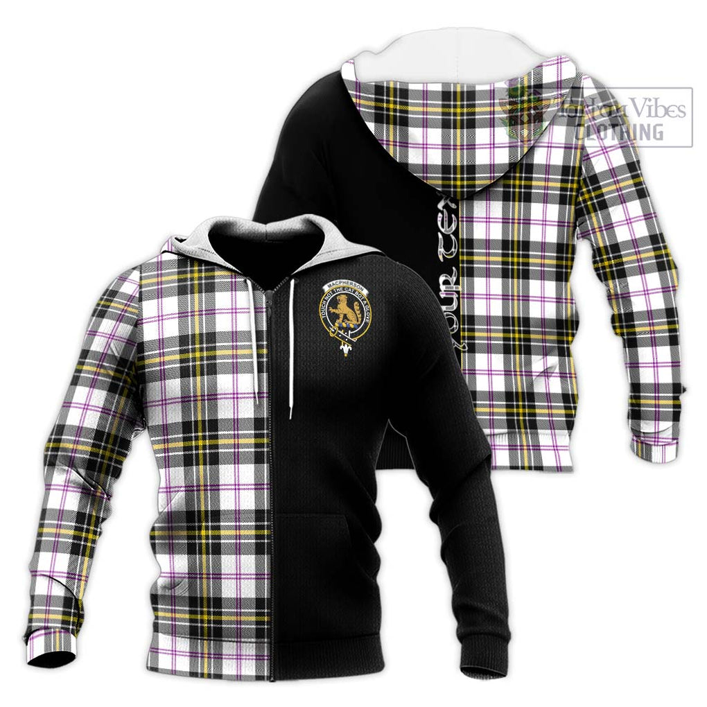 MacPherson Dress Modern Tartan Knitted Hoodie with Family Crest and Half Of Me Style Unisex Knitted Zip Hoodie - Tartanvibesclothing Shop