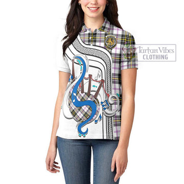 MacPherson Dress Modern Tartan Women's Polo Shirt with Epic Bagpipe Style