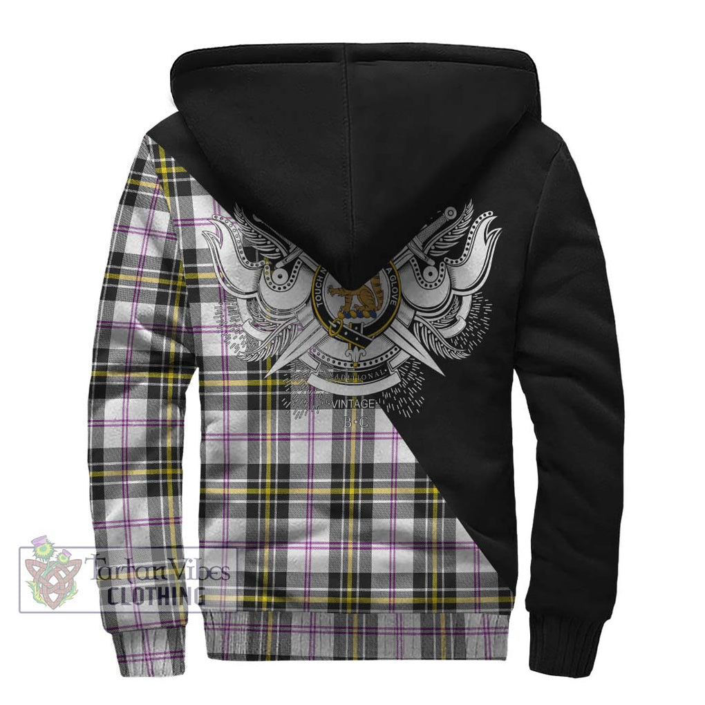 MacPherson Dress Modern Tartan Sherpa Hoodie with Family Crest and Military Logo Style - Tartanvibesclothing Shop