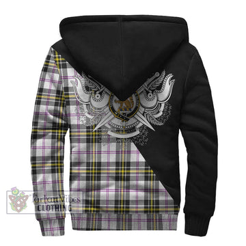 MacPherson Dress Modern Tartan Sherpa Hoodie with Family Crest and Military Logo Style