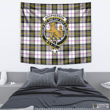 MacPherson Dress Modern Tartan Tapestry Wall Hanging and Home Decor for Room with Family Crest