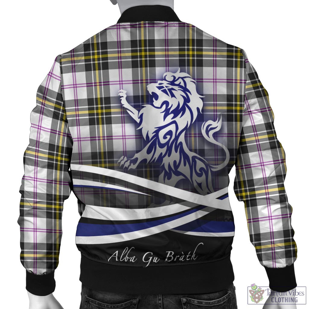 Tartan Vibes Clothing MacPherson Dress Modern Tartan Bomber Jacket with Alba Gu Brath Regal Lion Emblem