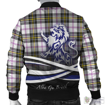 MacPherson Dress Modern Tartan Bomber Jacket with Alba Gu Brath Regal Lion Emblem