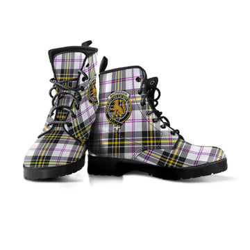 MacPherson Dress Modern Tartan Leather Boots with Family Crest