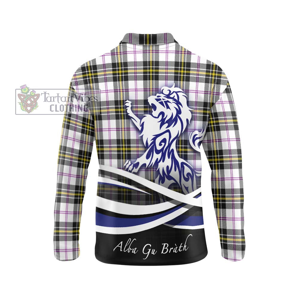 MacPherson Dress Modern Tartan Long Sleeve Polo Shirt with Alba Gu Brath Regal Lion Emblem - Tartanvibesclothing Shop