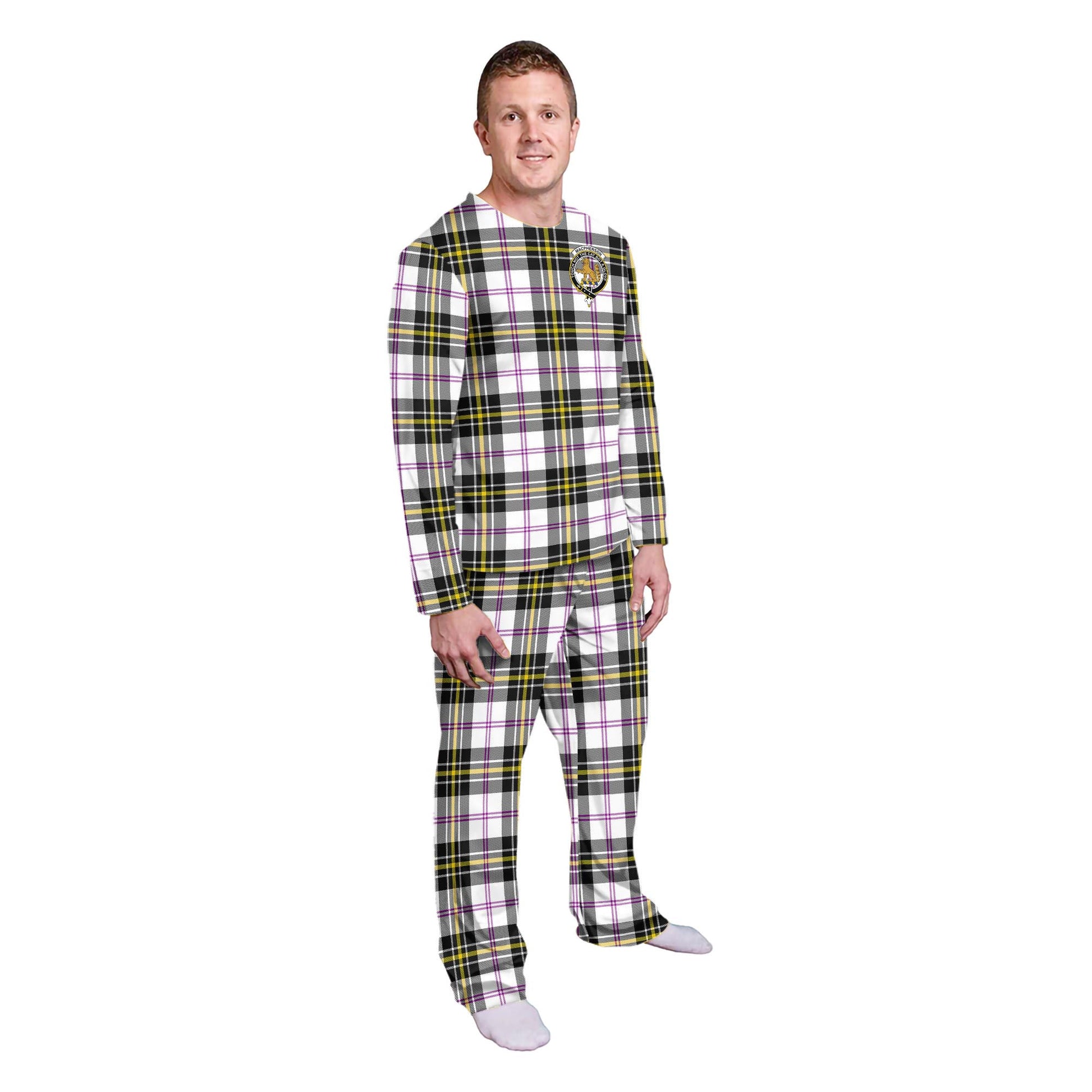 MacPherson Dress Modern Tartan Pajamas Family Set with Family Crest - Tartanvibesclothing