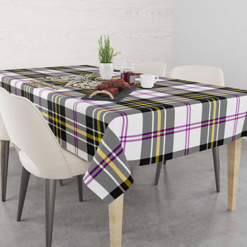 MacPherson Dress Modern Tartan Tablecloth with Clan Crest and the Golden Sword of Courageous Legacy