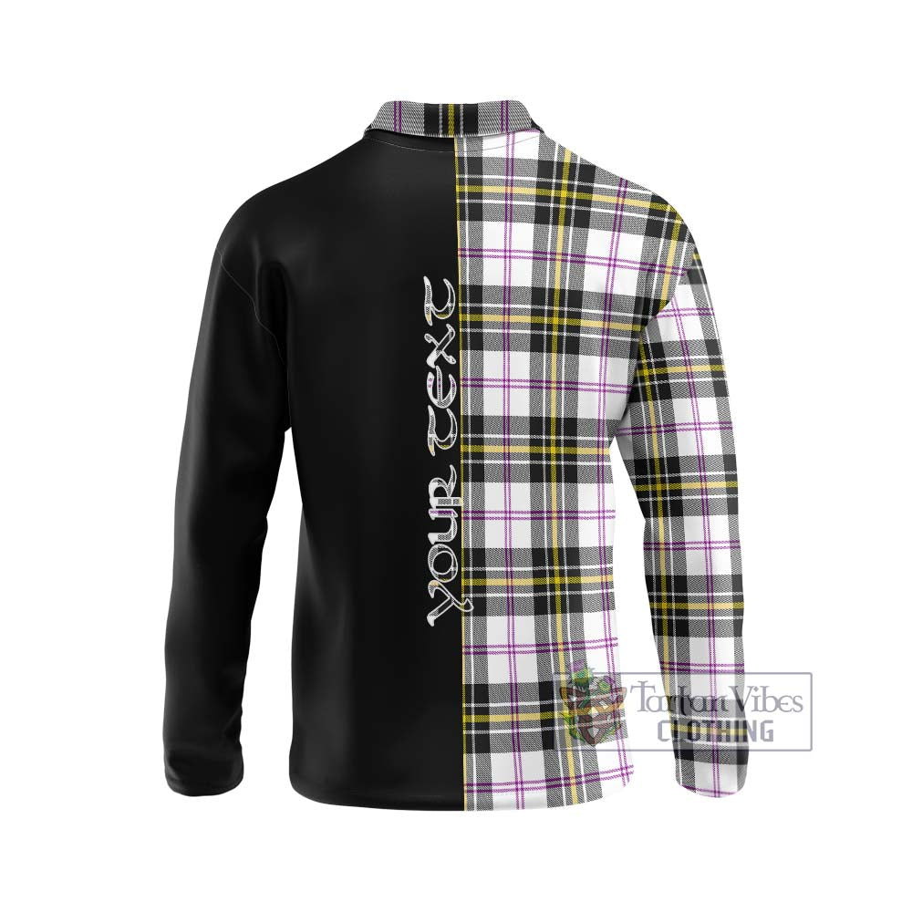 MacPherson Dress Modern Tartan Long Sleeve Polo Shirt with Family Crest and Half Of Me Style - Tartanvibesclothing Shop