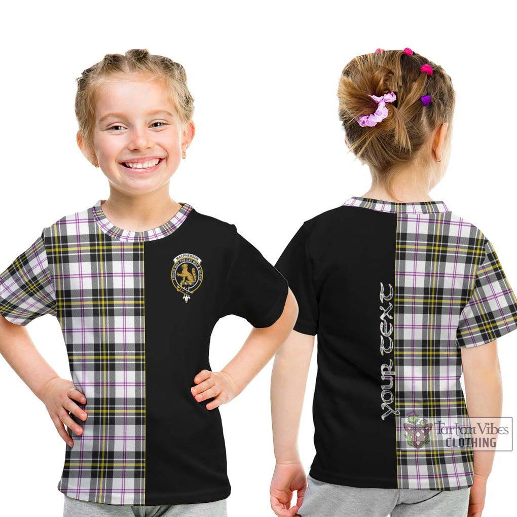 MacPherson Dress Modern Tartan Kid T-Shirt with Family Crest and Half Of Me Style - Tartanvibesclothing Shop