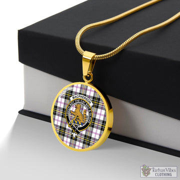 MacPherson Dress Modern Tartan Circle Necklace with Family Crest