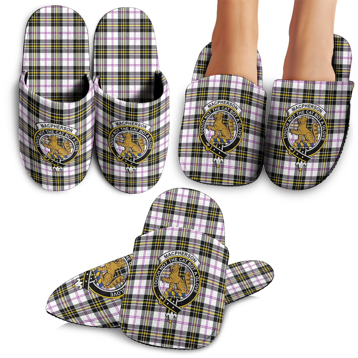 MacPherson Dress Modern Tartan Home Slippers with Family Crest - Tartanvibesclothing