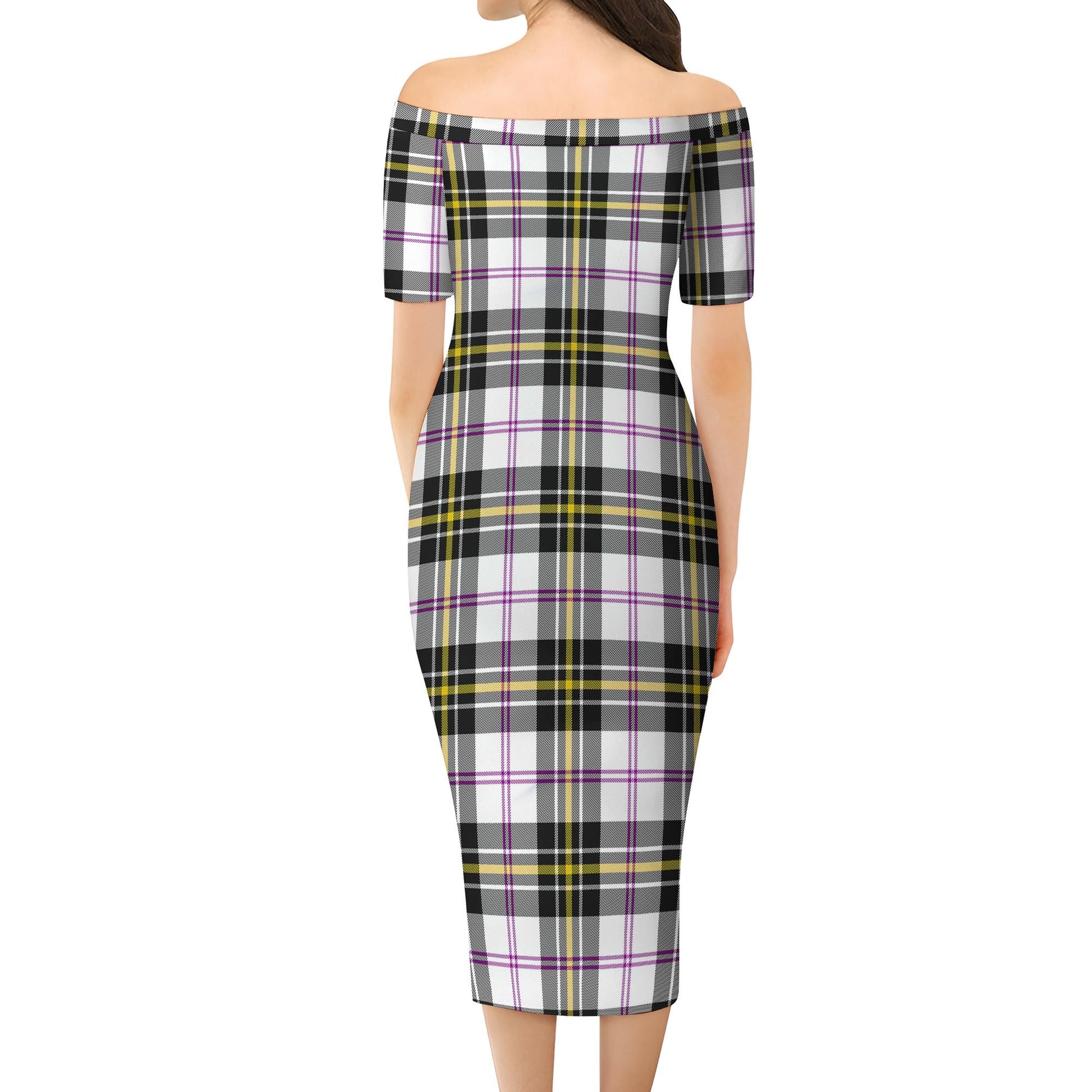 MacPherson Dress Modern Tartan Off Shoulder Lady Dress - Tartanvibesclothing