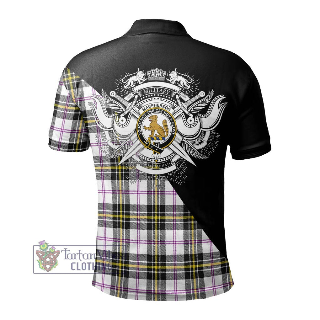 MacPherson Dress Modern Tartan Polo Shirt with Family Crest and Military Logo Style - Tartanvibesclothing Shop