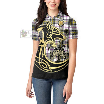 MacPherson Dress Modern Tartan Women's Polo Shirt with Family Crest Celtic Wolf Style