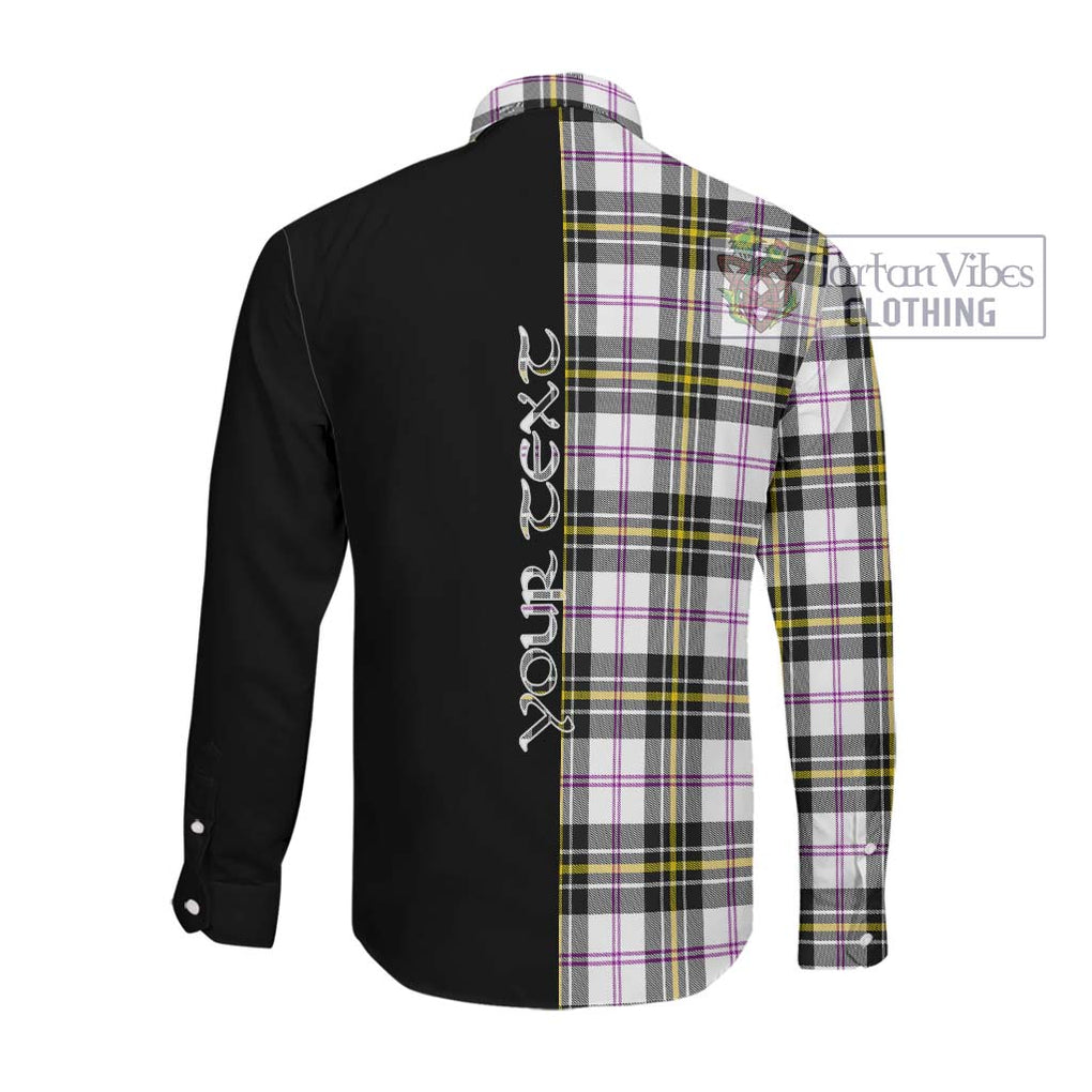 MacPherson Dress Modern Tartan Long Sleeve Button Shirt with Family Crest and Half Of Me Style Men's Shirt - Tartanvibesclothing Shop