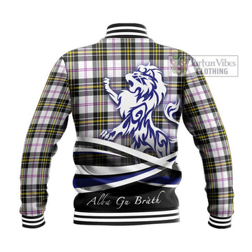 MacPherson Dress Modern Tartan Baseball Jacket with Alba Gu Brath Regal Lion Emblem