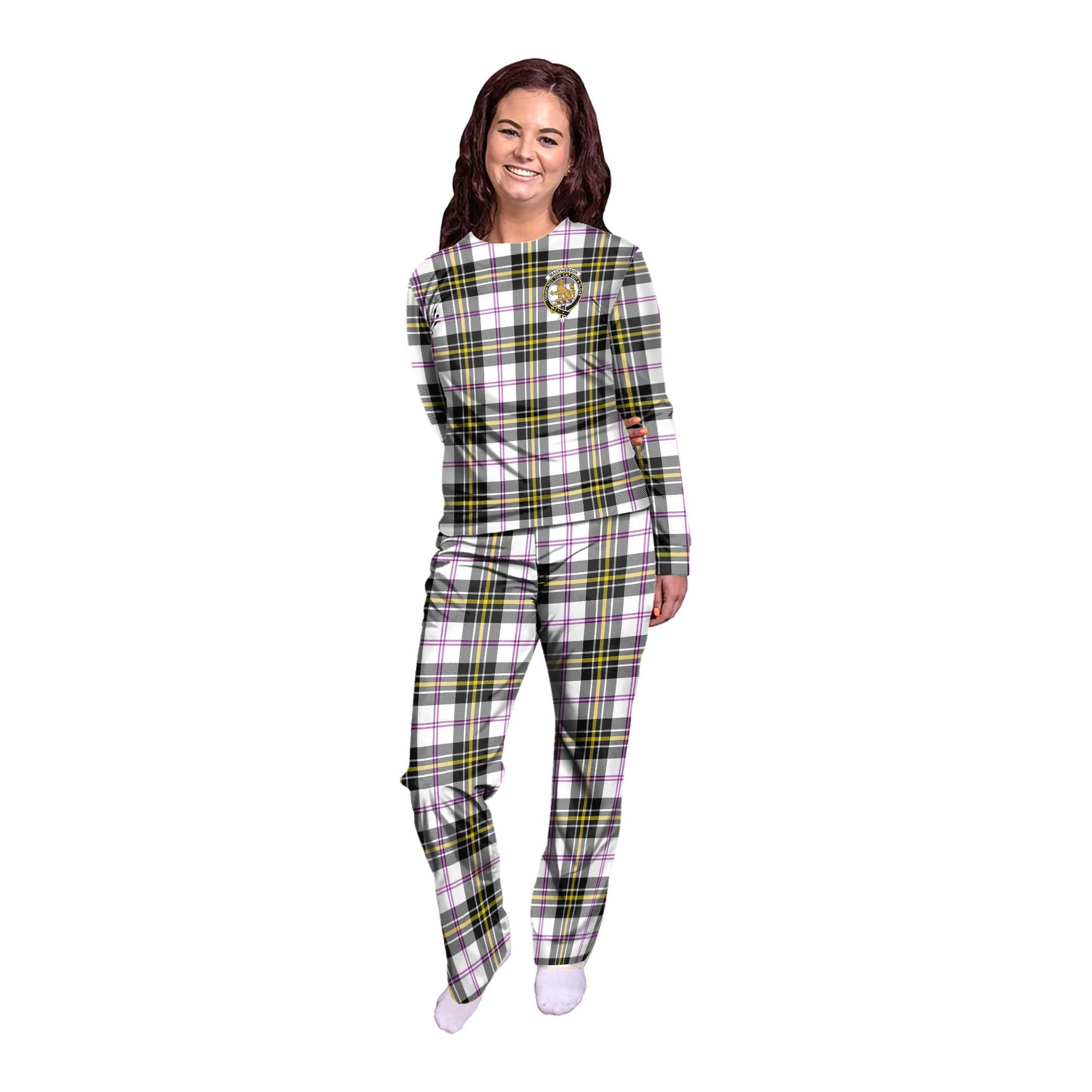 MacPherson Dress Modern Tartan Pajamas Family Set with Family Crest - Tartanvibesclothing