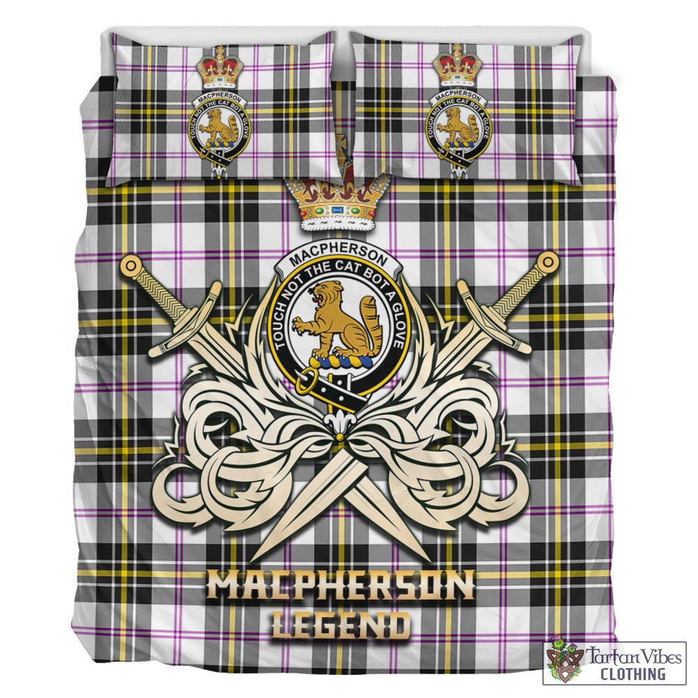 Tartan Vibes Clothing MacPherson Dress Modern Tartan Bedding Set with Clan Crest and the Golden Sword of Courageous Legacy