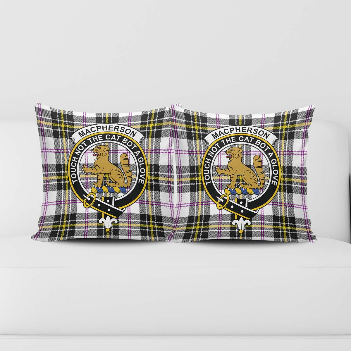 MacPherson Dress Modern Tartan Pillow Cover with Family Crest - Tartanvibesclothing