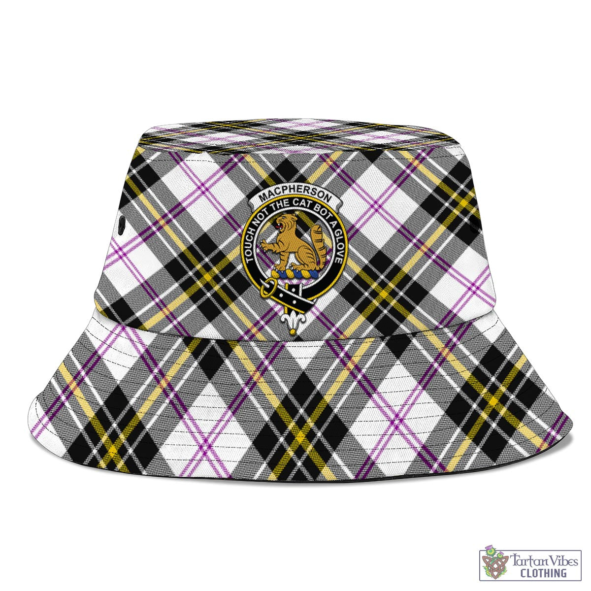 Tartan Vibes Clothing MacPherson Dress Modern Tartan Bucket Hat with Family Crest