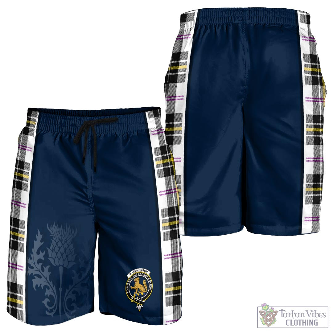 Tartan Vibes Clothing MacPherson Dress Modern Tartan Men's Shorts with Family Crest and Scottish Thistle Vibes Sport Style