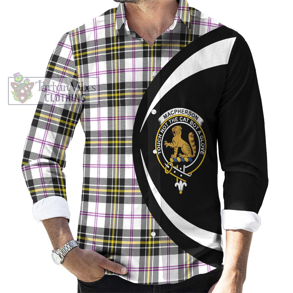 MacPherson Dress Modern Tartan Long Sleeve Button Up with Family Crest Circle Style - Tartan Vibes Clothing