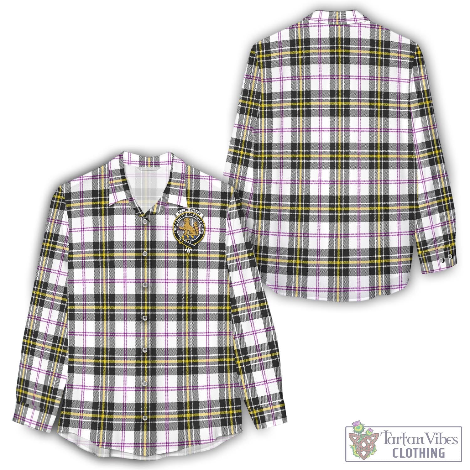 Tartan Vibes Clothing MacPherson Dress Modern Tartan Womens Casual Shirt with Family Crest