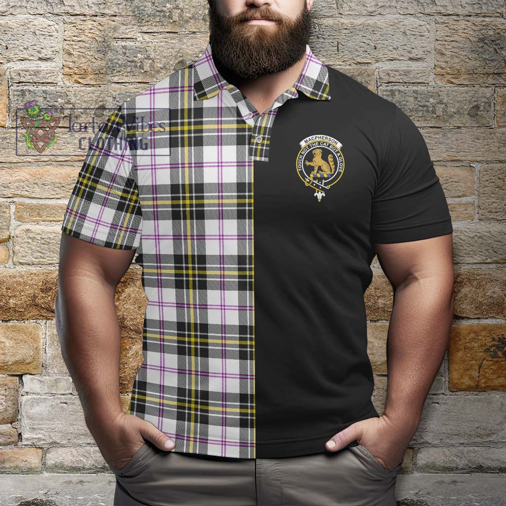 MacPherson Dress Modern Tartan Polo Shirt with Family Crest and Half Of Me Style - Tartanvibesclothing Shop