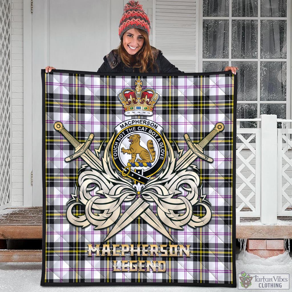 Tartan Vibes Clothing MacPherson Dress Modern Tartan Quilt with Clan Crest and the Golden Sword of Courageous Legacy