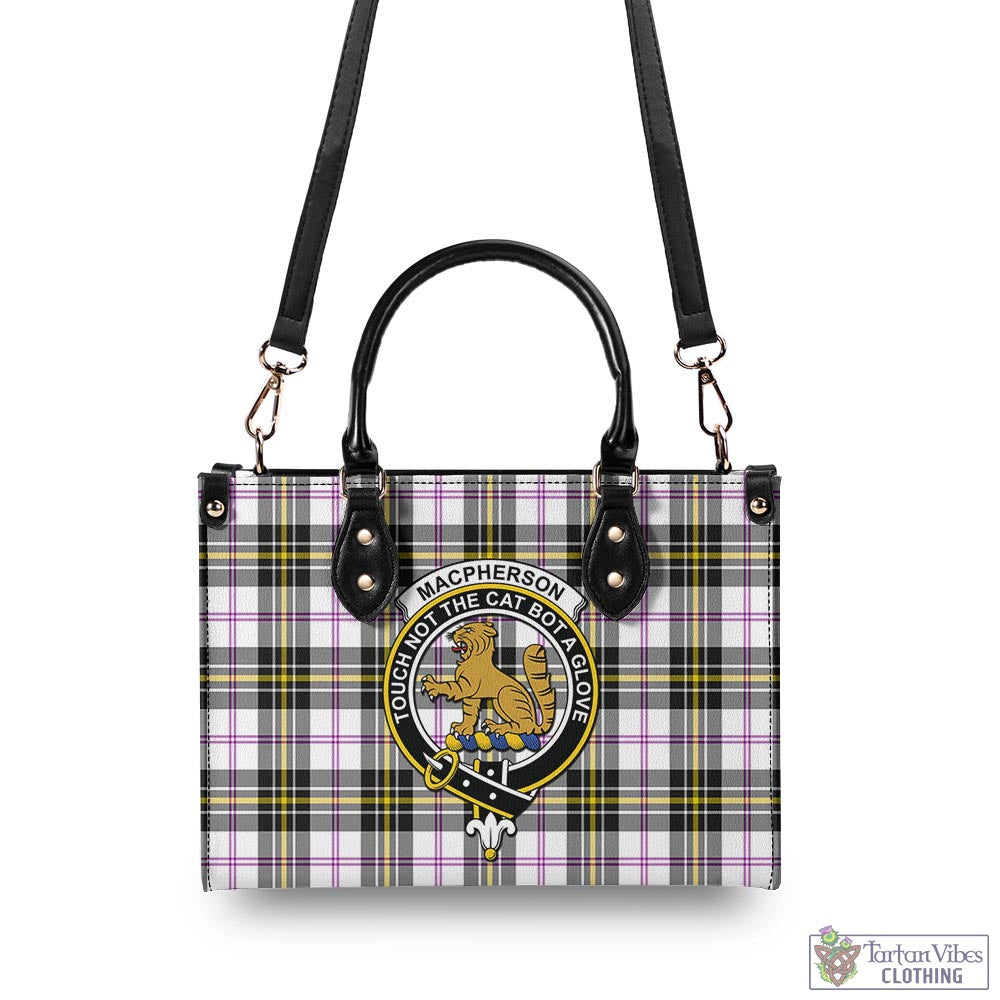 Tartan Vibes Clothing MacPherson Dress Modern Tartan Luxury Leather Handbags with Family Crest