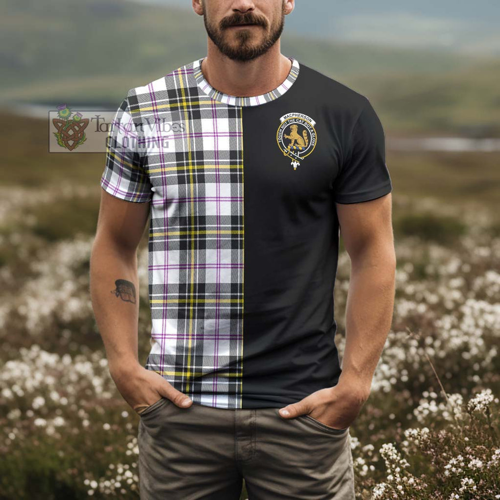 MacPherson Dress Modern Tartan T-Shirt with Family Crest and Half Of Me Style - Tartanvibesclothing Shop