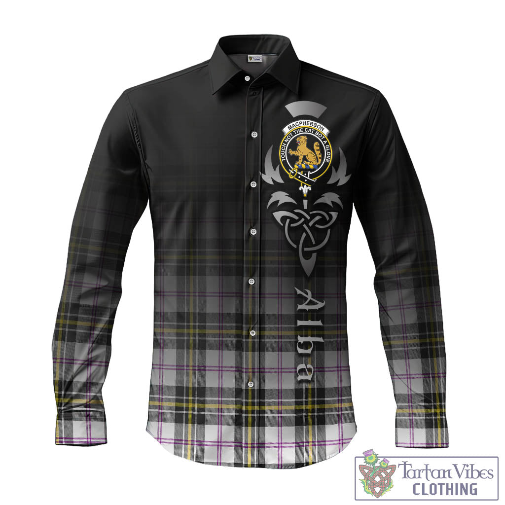 Tartan Vibes Clothing MacPherson Dress Modern Tartan Long Sleeve Button Up Featuring Alba Gu Brath Family Crest Celtic Inspired