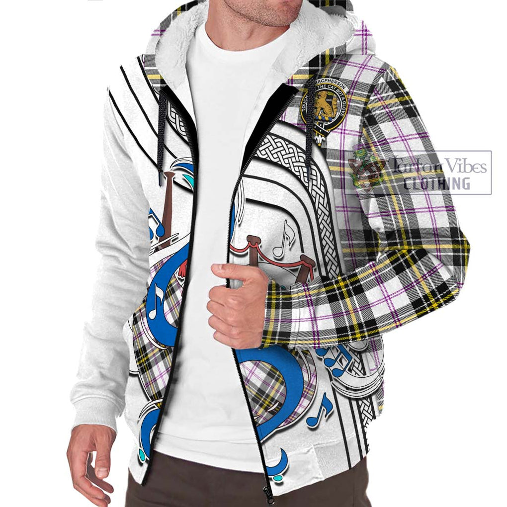 MacPherson Dress Modern Tartan Sherpa Hoodie with Epic Bagpipe Style Unisex - Tartanvibesclothing Shop