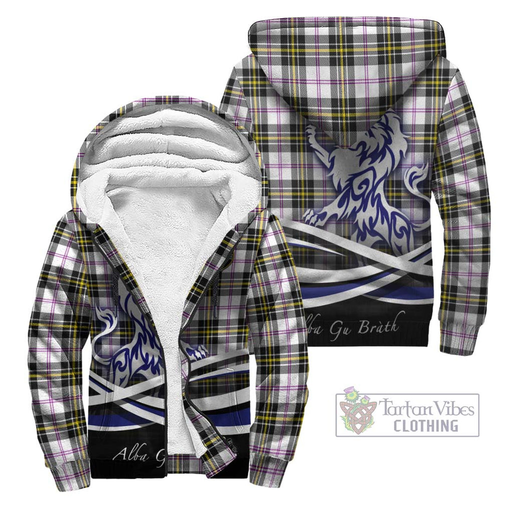 MacPherson Dress Modern Tartan Sherpa Hoodie with Alba Gu Brath Regal Lion Emblem Unisex - Tartanvibesclothing Shop