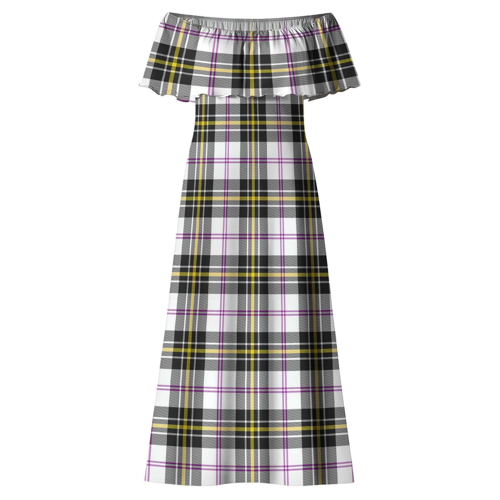 MacPherson Dress Modern Tartan Off Shoulder Long Dress - Tartanvibesclothing