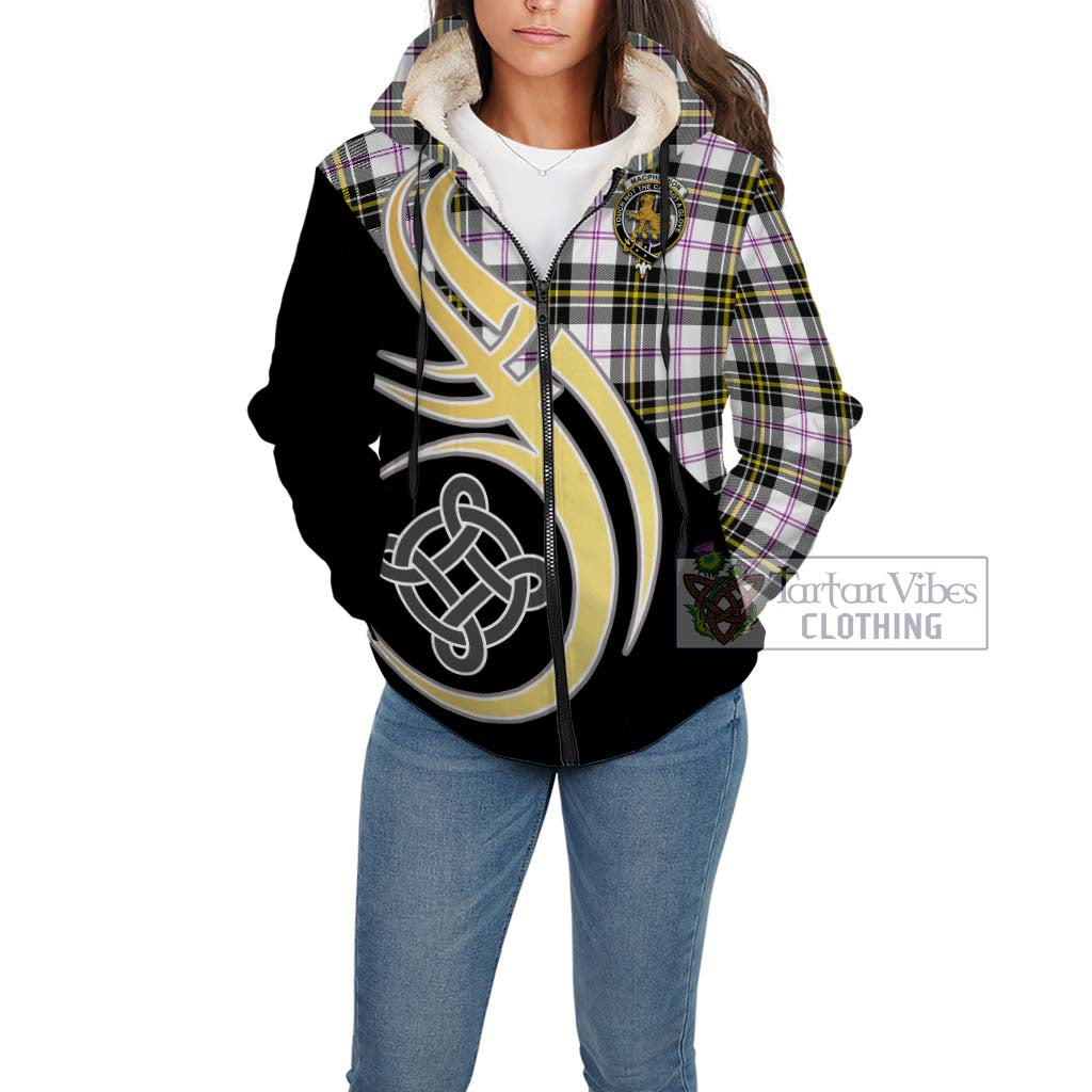 MacPherson Dress Modern Tartan Sherpa Hoodie with Family Crest and Celtic Symbol Style Unisex - Tartan Vibes Clothing