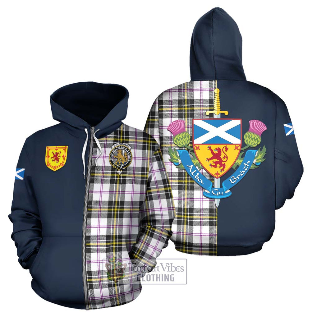 Tartan Vibes Clothing MacPherson Dress Modern Tartan Hoodie with Scottish Lion Royal Arm Half Style