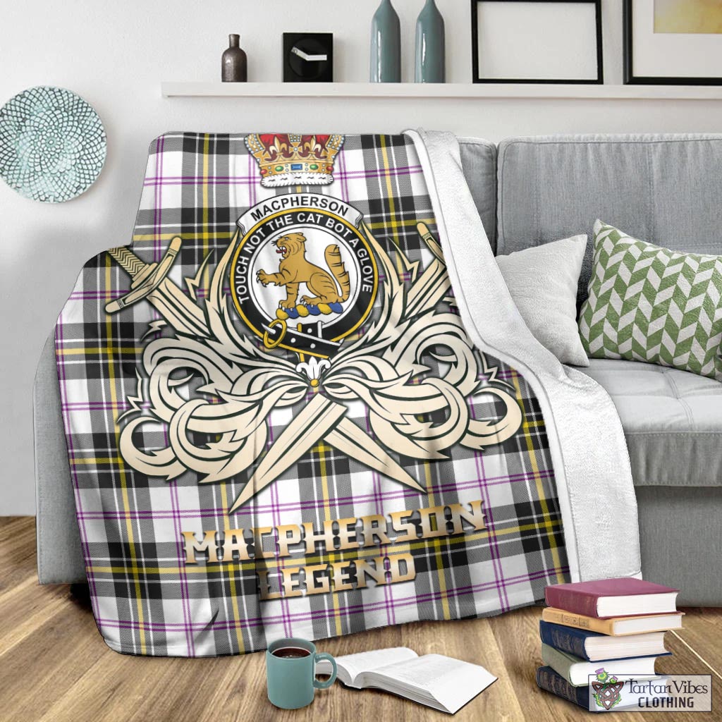 Tartan Vibes Clothing MacPherson Dress Modern Tartan Blanket with Clan Crest and the Golden Sword of Courageous Legacy