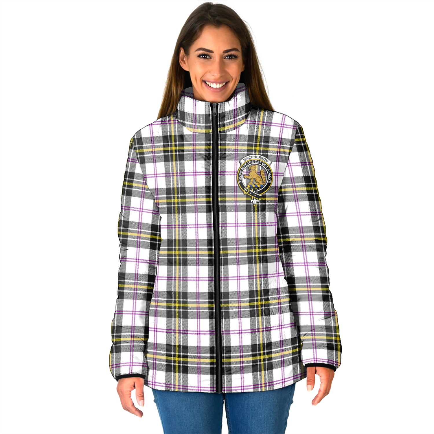 MacPherson Dress Modern Tartan Padded Jacket with Family Crest - Tartan Vibes Clothing