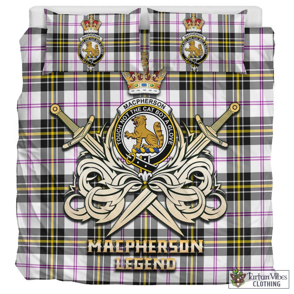 Tartan Vibes Clothing MacPherson Dress Modern Tartan Bedding Set with Clan Crest and the Golden Sword of Courageous Legacy